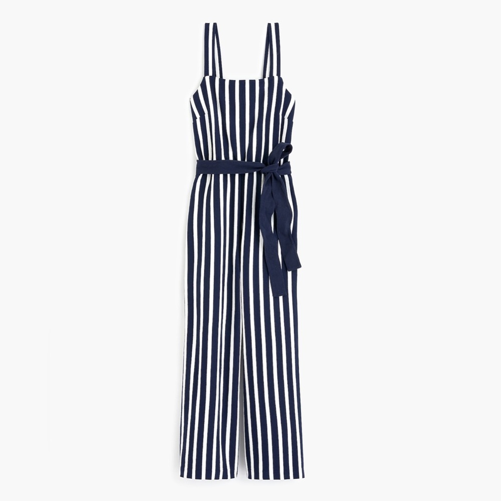 J. Crew- Women's Knit Tie-Waist Striped Jumpsuit - Size 4 - Navy & Blue